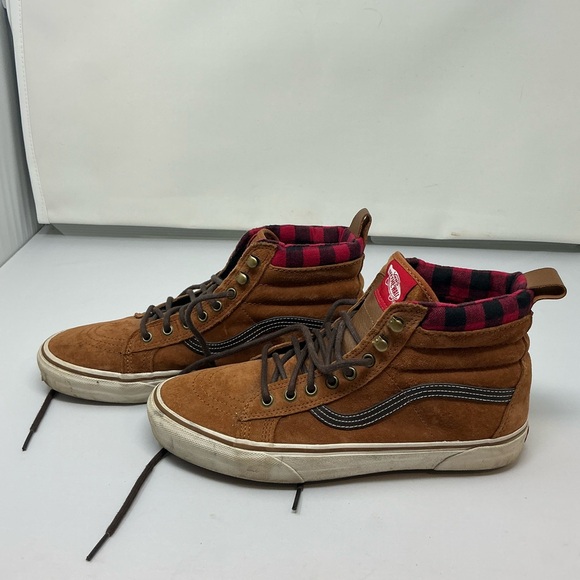 Vans Tan High-Top Sneakers with Red Accents - Picture 2 of 5